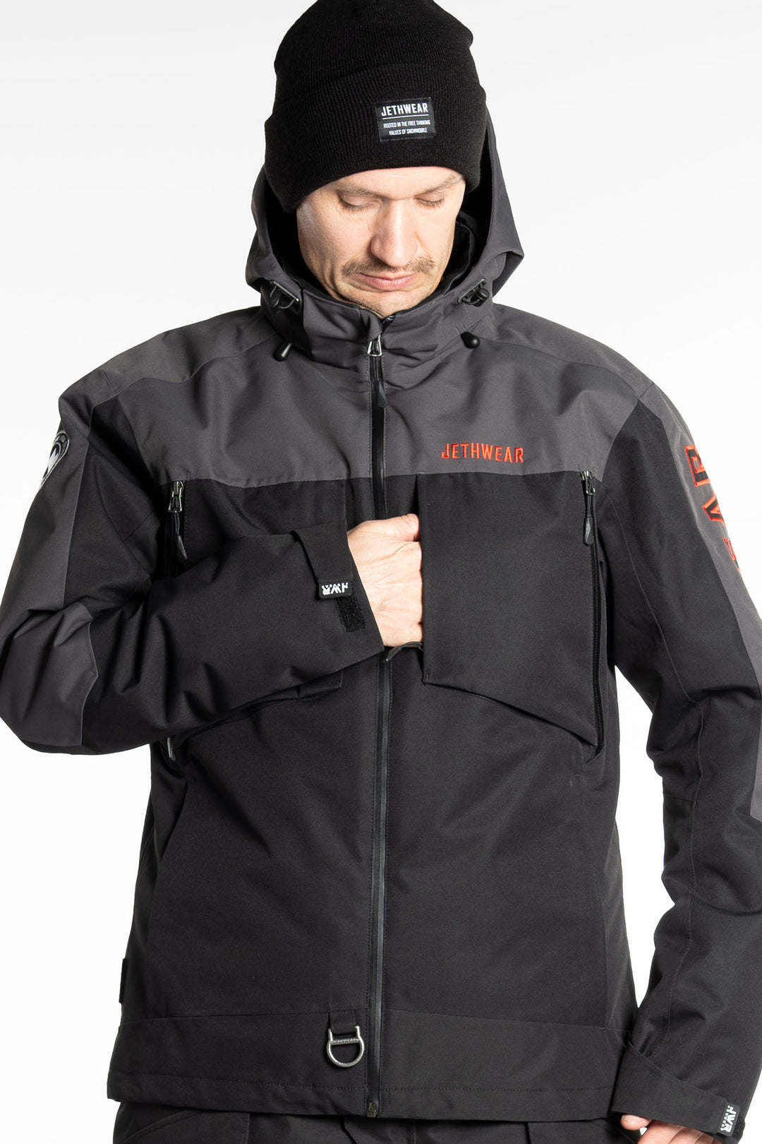 Jethwear M's Crisp Jacket - 60g Foder Skoterjacka Svart/GrÄ/Röd