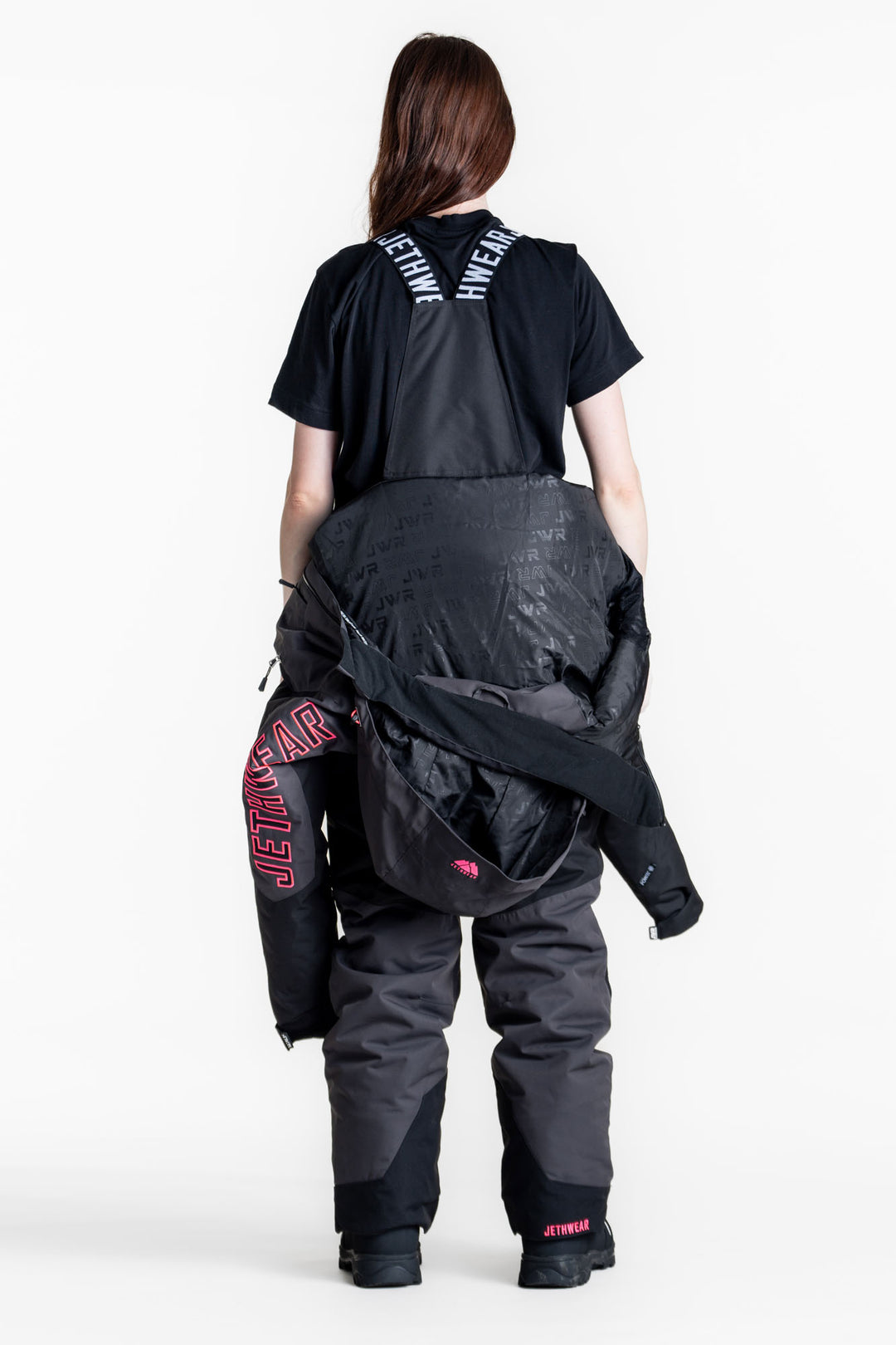 Jethwear w's the one fodrad skoteroverall svart/grÄ/rosa